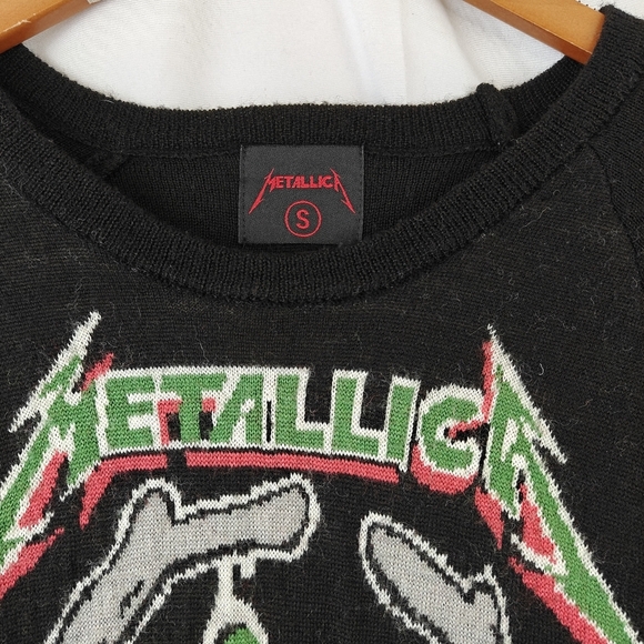 METALLICA Ugly Christmas Sweater Skull Wool Blend Black Size Small Men's - Picture 4 of 6